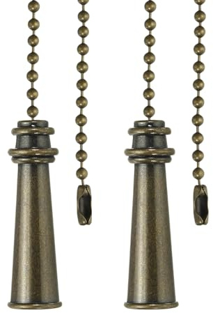 PATIKIL 2Pcs Ceiling Fan Pull Chain, 13.2 Alloy Lamp Chains Extender with Tower Pendant, Lighting Decorative Extension Ornament for Fan Light Chandelier Pulling Switch, Bronze