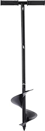 YOICUATGNA Erdbohrer Handbohrer, 20cm Durchmesser, 84cm Höhe, A3-Stahl, Erdbohrer aus Metall, Erdlochbohrer, Pfahlbohrer, Pfostenbohrer für Pflanzen Blumenzwiebeln Gemüse Garten Boden