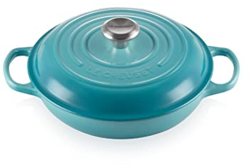 Le Creuset Evolution Cacerola Baja, Hierro Fundido, Azul Caribe, 26 cm