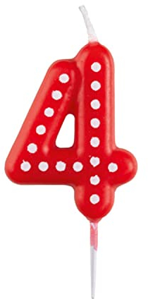 Amscan 9900914 - Zahlenkerze 4 Geburtstagsparty, Höhe 6,5 cm, Kuchendekoration ( Sortiert)