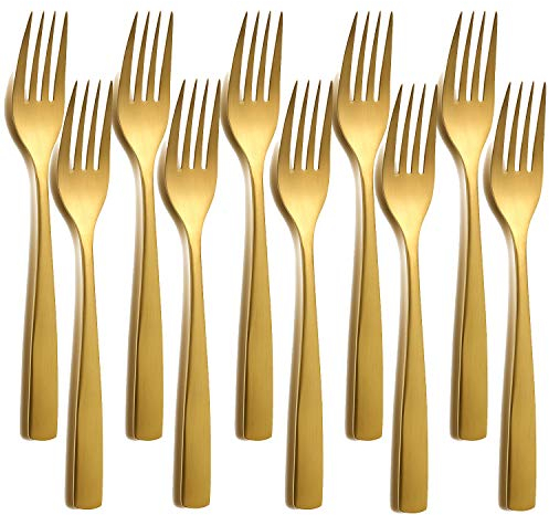 10er SET COMAS 6352 Dessertgabel BARCELONA GOLD Edelstahl 18/10 / PVD-Beschichtung/Gold-Finish