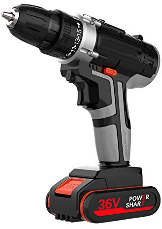 XUMI 36V Perceuse visseuse sans Fil avec Light Work, Max Couple 15N.m, Haute Puissance Batterie au Lithium Rechargeable sans Fil Perceuses Main Accueil Bricolage Outils électriques,1 Battery