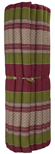 Fine Asianliving Thaimatte Rollbar Kapokfüllung 200x100x4.5cm Burgundergrün Thai Kissen Meditation Matte Matratze Kapok 301-C09