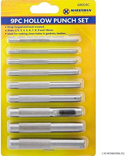 NEW 9PC HOLLOW PUNCH SET HOLE CUTTER PUNCHER TOOL GASKET VINYL CRAFT LEATHER