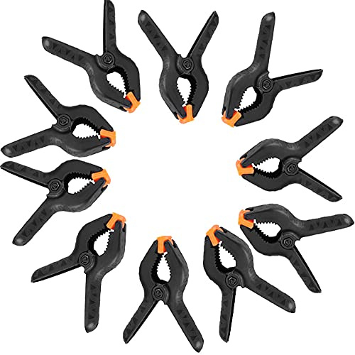 10 morsetti a molla in nylon, 5 cm, extra forza e clip di presa, mini morsetti a molla in plastica, colore nero, per carta di mussola, sfondo fotografico, progetti di lavorazione del legno