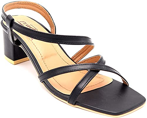 Pradize Sandales Noires à Talon Sexy Avec Lanières (41)