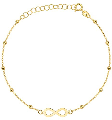 Goldarmband 333 8k Gold Gelbgold Unendlichkeit Kugel Gravur