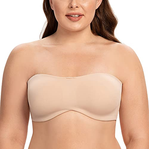 CASOLACE Women's Seamless Bandeau Minimizer Starpless Bras for Underwire Large Busts