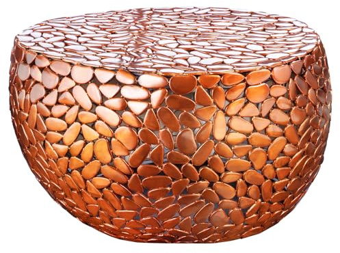 Couchtisch STONE MOSAIC 72cm - kupfer - Metall - handgefertigt | Montiert, hochwertig, für Wohnzimmer, eleganter Look, mosaik-Muster, Eyecatcher, Unikat