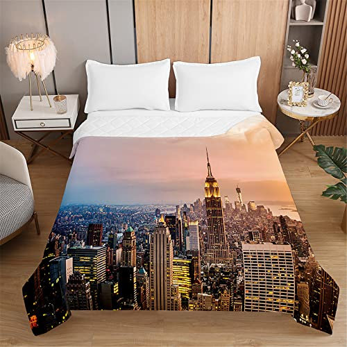 Odot 3D Landschafts Druck Tagesdecke Bettüberwurf Tagesdecken mit Präge Steppdecke für Doppelbett Einzelbett Kinder, Bettdecke Stepp Decke Wohndecke Gesteppt (Orange Wolken,220x240cm)
