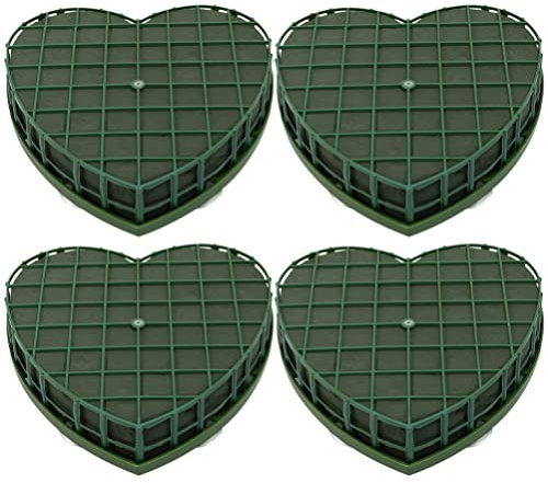 COHEALI Heart-Shaped Floral Foam Blocks with Suction Cups 4Pcs Green Wet Foam for Car Decoration Wedding and Party Floral Arrangements DIY Florist Supplies 7.9X7.7X1.6 Inches