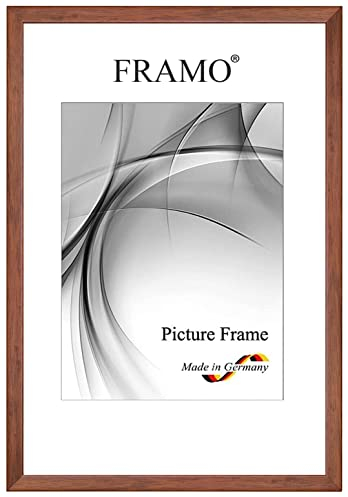 FRAMO Holz Bilderrahmen Schmal 55 x 75 cm aus Massivholz | Braun Wenge | Farbe/Größe wählbar | Rahmen für Poster | Puzzle | Foto collage N°076