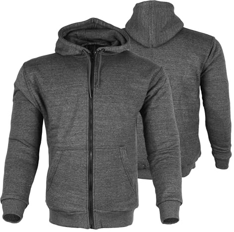 Bikers Gear Australia - Chaqueta de moto – Chaqueta protectora negra, roja y gris con capucha, forrada de Kevlar y chaqueta de moto flexible desmontable para hombre, gris, 38