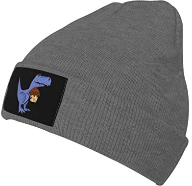 501 Herren Damen Strickmütze T-Rex-Dinosaurier Essen Cupcake Sportmütze Klassische Kopf Wraps Warme Kindermütze Für Outdoor Laufen Angeln