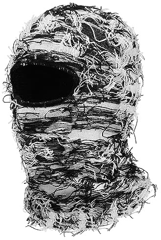 CLAPE Distressed Balaclava Sturmmaske Warme Fuzzy Ski Maske Beanie Mütze | Winddicht,Elastisch,Faltbar,Unisex Wintermütze für Ski,Snowboard,Radfahren,Outdoor,Kaltes Wetter
