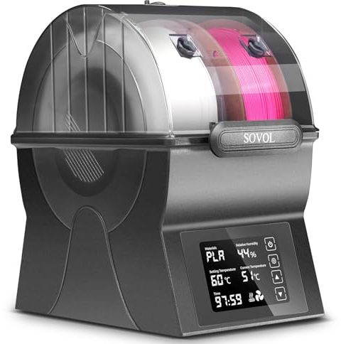 Sovol SH02 Filament Trockner, 2 Rollen 3D Drucker Filament Dryer mit PTC-Heizung, Filament Trockenbox mit Touchscreen, Ein-Tasten-Einstellung, kompatibel mit PLA PETG TPU ABS 1,75/2,85 mm
