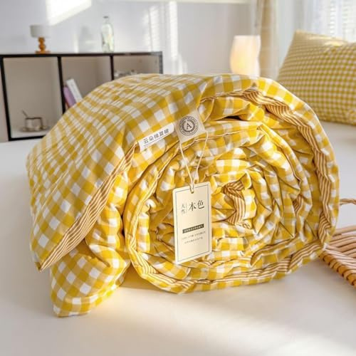 uyeoco Couette D'été, Couverture D'été Fraîche, 100% Coton Lavé, Courtepointe Fine, Douce Et Confortable, Légère Et Respirante, Lavable en Machine,(A3,200x230cm/79x91in)