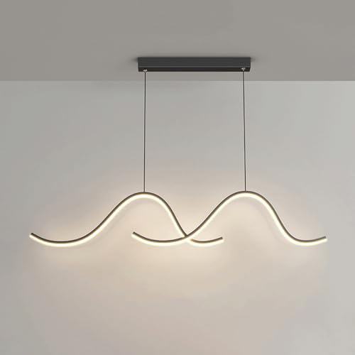 Elksdut Lámpara Colgante LED de 32 W, lámpara de Arco LED Negra Moderna para lámpara de Comedor sobre Mesa, iluminación Moderna de Isla de Cocina, lámparas de Techo Ajustables en Altura