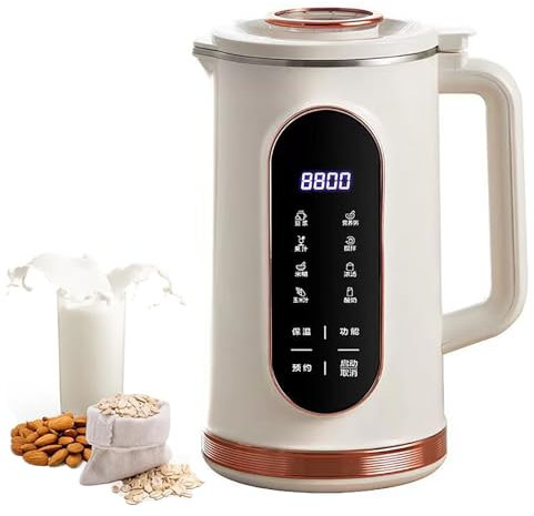 CHANGLKJ Soy Milk Maker Machine, 1.5L Multifunction Nut Milk Maker With 10 Blades and Pre-Set/Warmer/Self-Cleaning Function, Dry Beans Making Directly Without Filtration for Oat Almonds Soybeans Tea