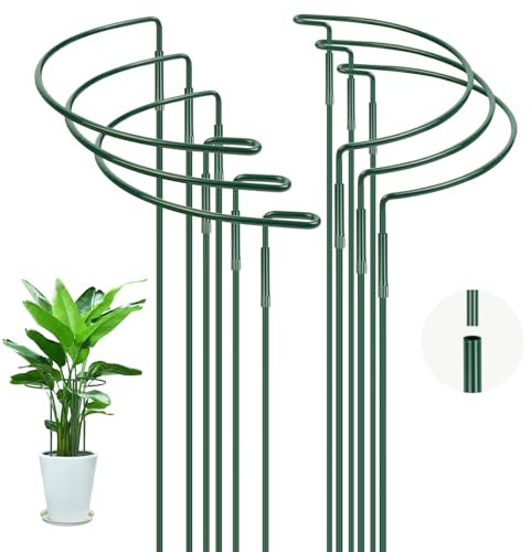OFFCUP Pflanzenstützen, 6 Stück Pflanzenhalter Ringkäfig 30 * 60CM Staudenhalter Halbrund Metall Strauchstützen Blumenstütze für Gemüse, Tomaten, Pfingstrosen, Rosen, Hortensien, Topfpflanzen