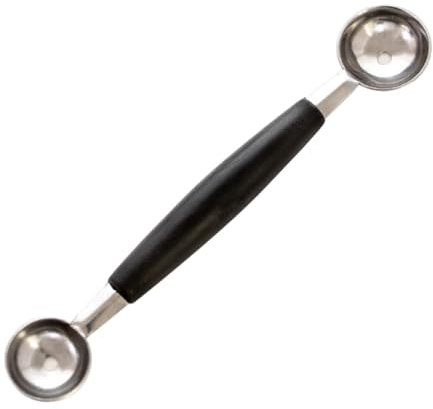 SHOWERORO 5pezzi Cucchiaio Doppia Estremità Per Gelato Al Melone Cucchiai Per Dessert Frutta Utensile Da Cucina in Acciaio Inossidabile Nero