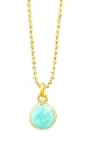 Goldkette mit runden Amazonit Anhänger, Schmuck Geschenk für Damen, Goldene Kugel Halskette Damen mit Edelstein Heilstein Glückstein