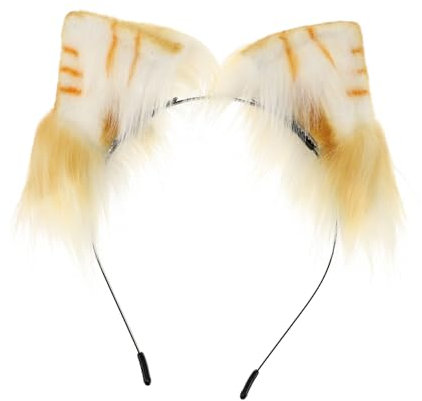 WRITWAA Cosplay Haarreif Mit Simulierten Katzenohren Ein Stück Orange Weiß Bühnen Haarschmuck Für Mädchen Und Damen Party Und Rollenspielzubehör