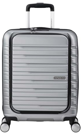 American Tourister Flashline - Spinner S, Handgepäck mit Frontlader, 55 cm, 34 L, Silber (Sky Silver)