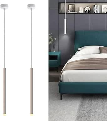 TEKHOME 2 PEZZI Tubo LED COB Moderno Faretti da soffitto Lampade a sospensione Isola cucina Sala da pranzo Negozio Bancone bar Decorazione Cilindro Tubo Illuminazione a sospensione (BIANCO, 3000K)