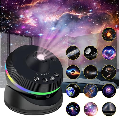 Outney Galaxy Projector, 13 in 1 Star Light Projector Starry Sleep Night Light with Dynamic Meteors, 360° Rotation, Large Scale Projection for Bedroom Living Room Ceiling Home Theater Decor
