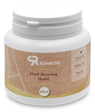 SUNRIDE Huföl für Pferde - dopingfrei - 100% natürlich mit neemöl, teebaumöl, kiefernholzöl, rapsöl - für alle Huffarben - Sommer, Winter - gegen trockene Hufe und Risse - spendet Feuchtigkeit