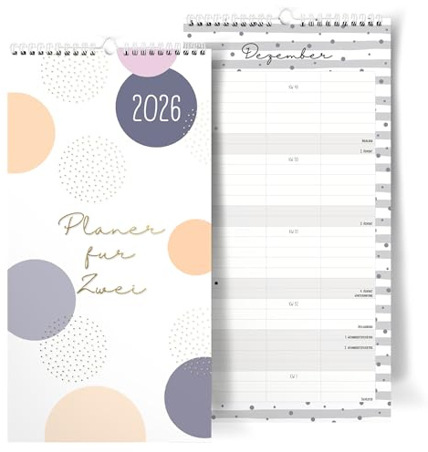 Familienplaner 2026 I 3 Spalten I Wandkalender 22 x 43 cm I [Blattgold] I Partnerkalender 2026 als Monatskalender I Familienkalender I Paarplaner zum Aufhängen I Extraseiten für die Urlaubsplanung