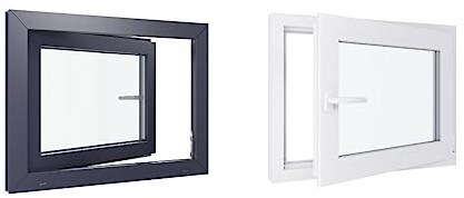 Fenêtre PVC - LxH 800x600 mm -Triple Vitrage - Bicolore blanc int/anthracite ext-poignée à gauche
