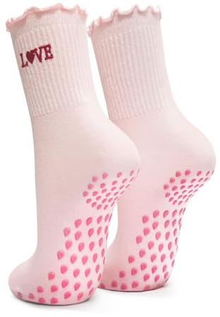 SI TU VOIS ÇA Yoga Rutschfeste Pilates Socken Frauen, Antirutschsocken Grip Grippy Stoppersocken Damen Erwachsene Mid-Calf Atmungsaktive (DE/NL/SE/PL, Numerisch, 35, 41, Regular, Regular, Rosa)