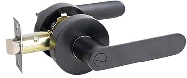 1set Interior Door Handle with Lock Black Bath Doorknob Lockset Silent Privacy Door Lever Keyless Locksets for Bedroom Room Home