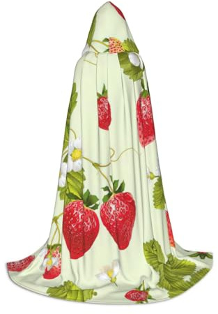 ZXERTG Bonita capa con capucha con estampado de fresas para disfraces de Halloween, perfecta para mago, vampiro, parca y más cosplay