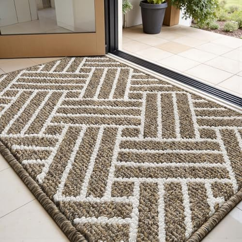 Sour Lemon Fußmatte 60x90cm – rutschfeste & Waschbare Schmutzfangmatte – Linienmuster Hochsaugfähige Türmatte für Innen und Außen,Eingang & Haustür,Hund,Küche,Patio, Flur, Garten