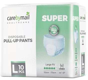 CarebyMail Super Adult Incontinence Pull Up Pants | Disposable Adult Pants for Men & Women | High Absorbency, Fast Absorption Core, Anti-Leak Barriers, Odour Control - Large (4 Packs of 10)