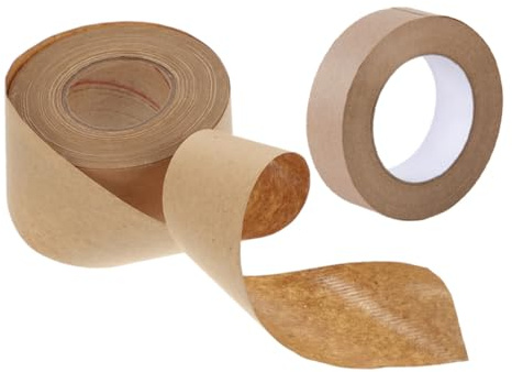 BATHVEVE Ruban D'emballage En Papier Kraft 2,4 Cm Rouleaux, Adhésif Activé à L'eau, Étanche Multifonction, Autocollant Écologique Pour Scellage Et Expédition, Usage Bureau Et Logistique