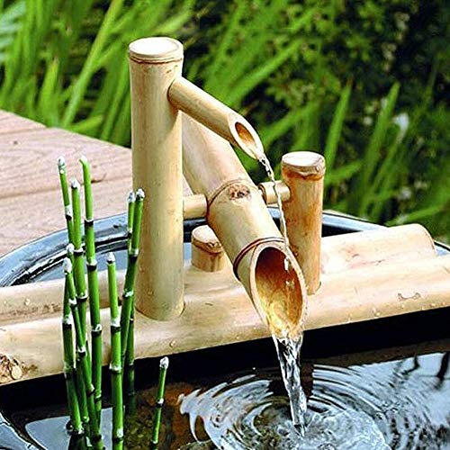 Bambu vattenfunktion, Zen-trädgård utomhusfontän med pump, inomhus utomhus flytande trädgårdsdekoration, L40 cm