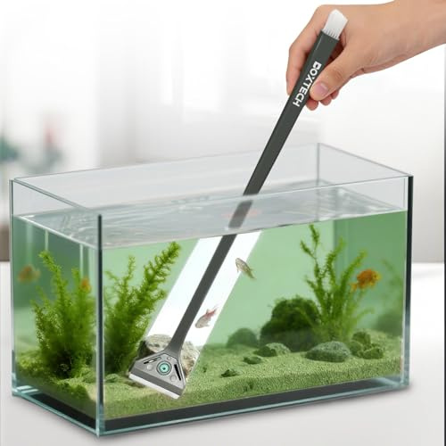 boxtech Aquarium Algenkratzer Doppelfunktion,Reinigungswerkzeuge | Klingenwechsel leicht möglich, Edelstahlklinge & Bürste, Ergonomischer Griff,für kleine Aquarienfür Glas Fischbecken