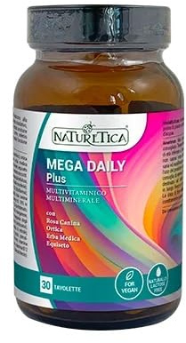 Naturetica Mega Daily Plus, Multivitaminico e Multiminerale, 30 Tavolette, con Vitamine A, B, C, D, E, K, Zinco, Selenio, Supporto Immunitario