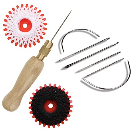 Leder Nähset - Nähheft Nähahle - hochwertiges Nähwerkzeug zur Verarbeitung von Leder und schweren Stoffen - Leather sewing machine - Leather Awl - Polsternadel Ledernadel Vorstecher - Buchbinder