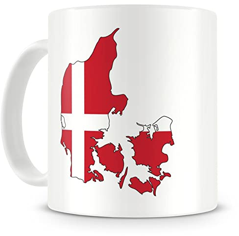 Samunshi® Dänemark Tasse für Kaffe oder Tee Geschenk für Dänemark Fans Kaffeetasse Kaffeepot Teetasse Lustige Tassen zum Geburtstag weiß Keramik 300ml 300ml weiß