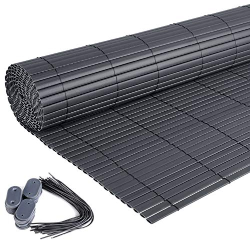 Laneetal PVC Frangivista per Recinzioni Impermeabile, Canniccio Sintetico, Recinzione per la Privacy Anti UV, Resistente alle Intemperie per Giardino, Balcone, Terrazza, Grigio, 160 x 300 cm