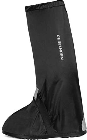 REBELHORN Thunder Copertura Antipioggia Impermeabile per Stivali da Moto | Suola Antiscivolo | Fasce Elastiche | Elementi Riflettenti