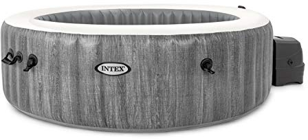 Intex Purespa Greywood Deluxe Ø 216 X 71 Cm Whirlpool Pure Spa - Bubble Massage, Dunkelgraue Holzoptik