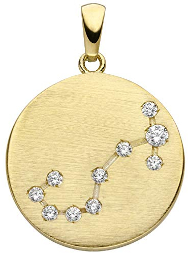Jobo Sternzeichen-Anhänger Skorpion aus 8 Karat 333 Gold matt mit 10 Zirkonia