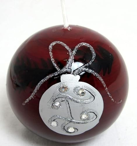 Kugelkerze Baumkugel Bordeaux-Silber, Ø ca.8 cm