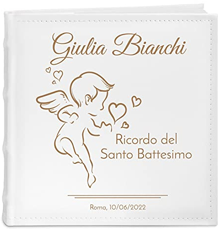 Maverton Album Fotografico, Copertina in Pelle Sintetica | Personalizzata con Stampa, 100 Pagine con Tasche, 200 foto 10x15cm, regali neonato, regali bambini